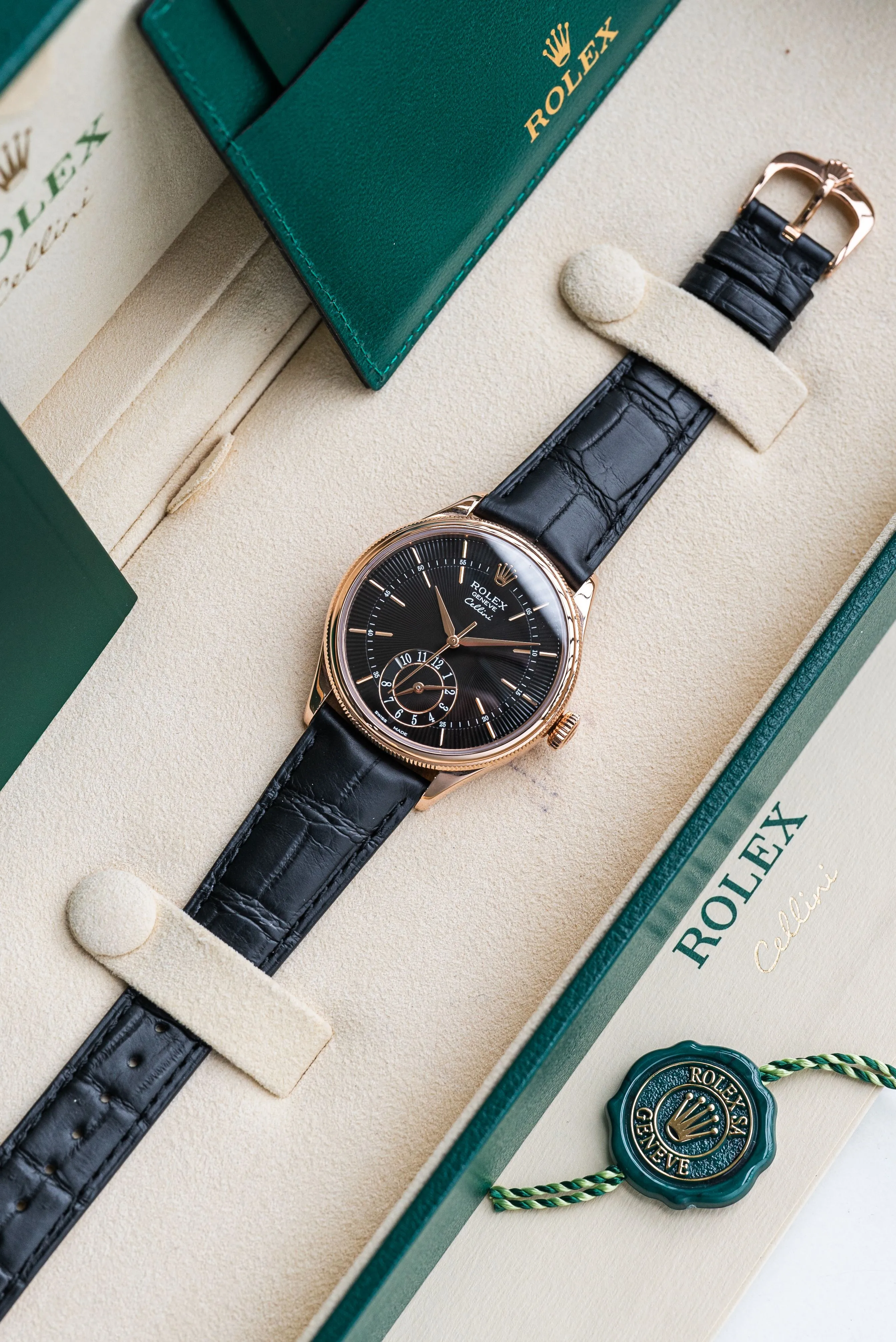 Reloj de alta gama Montclair Souverain en caja de oro rosa de 18 quilates